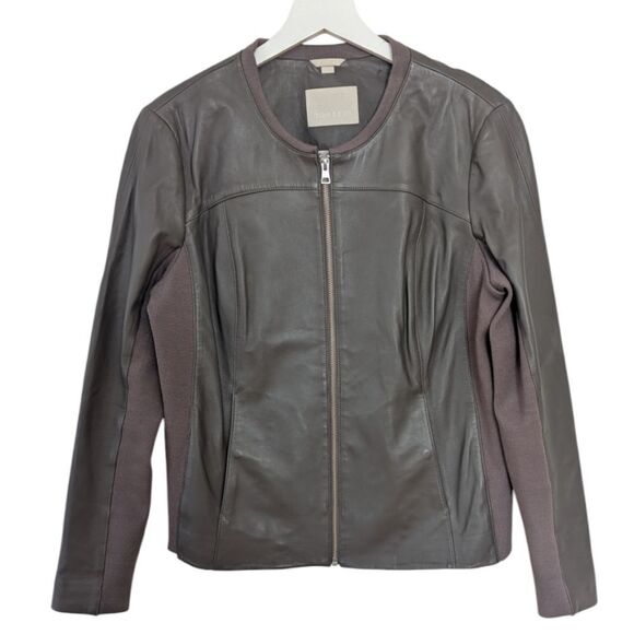 SOIA & KYO 100% Genuine Lamb Leather Sianne Jacket Zip Up in Gray Women's XL - Picture 1 of 8